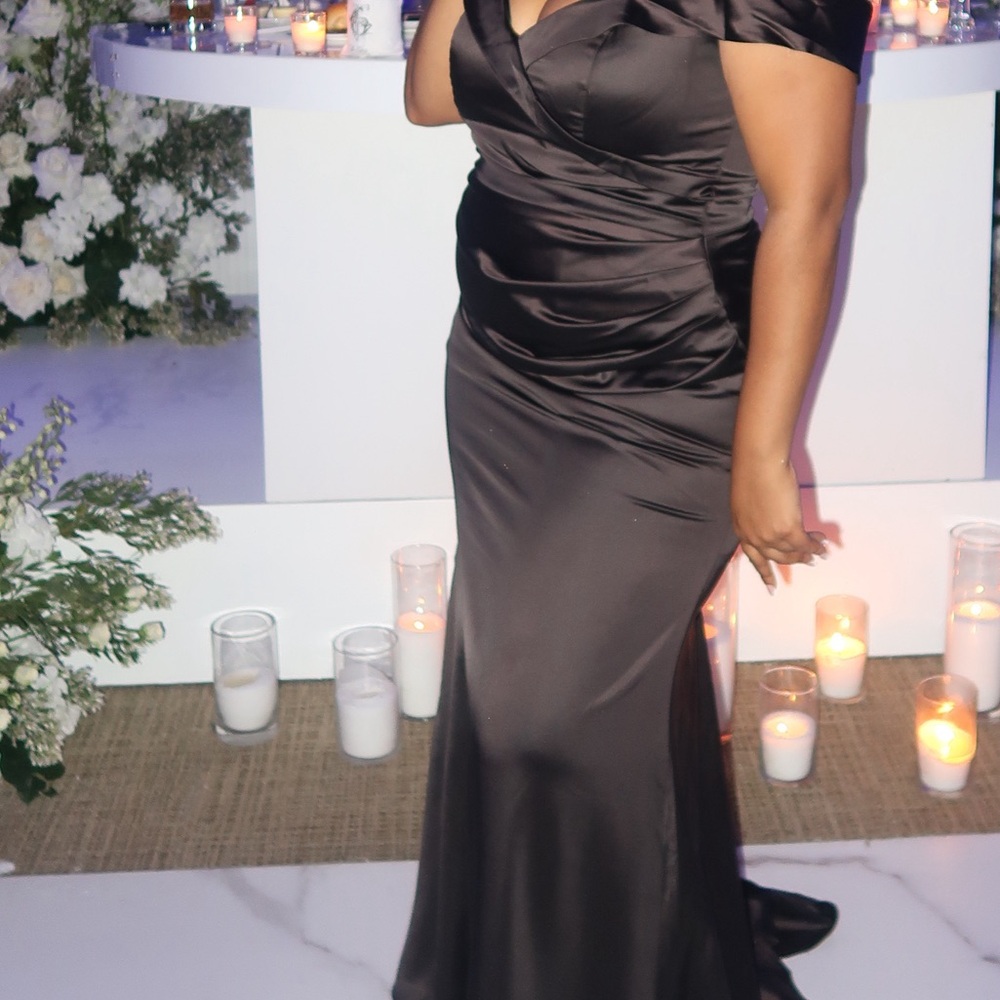 David's Bridal Satin Black Gown